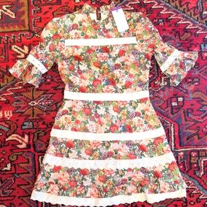 Vibrant Floral Lace Mini Dress